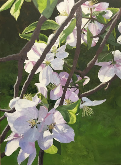 Beautiful White Flowers, Oil on Canvas, Painting By Linda
