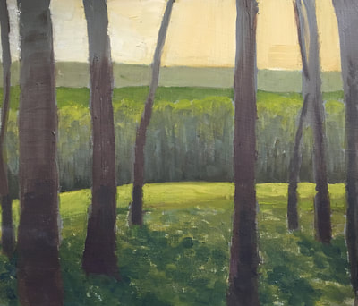 Tall Trees, Sunny Day, Forest Landscape, Original Artwork