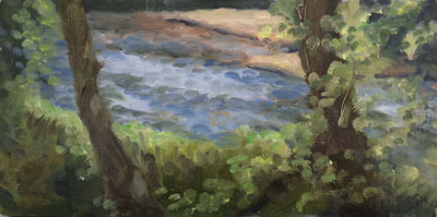 Oil Painting On Canvas, Riverbank, Staiger Studio