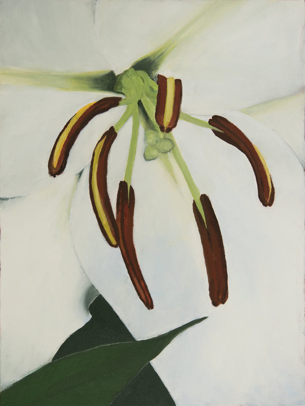 White Lily Throat, Original Artwork, Oil Painting 