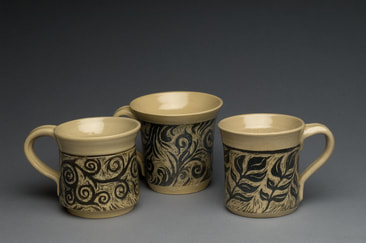 Three Trombone Mugs With Beautiful Black Patterns, Staiger Studio