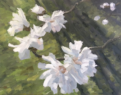 Original Artwork By Linda At Staiger Studio, White Flowers, Oil Painting