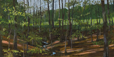 Ballenger Creek, Silhouette, Oil Painting, Forest