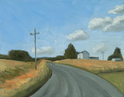 Rising Run, Clouds, Blue Sky, Mill By Roadside, Artwork