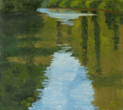 Water Reflection Painting, Oil On Canvas, 434-962-8463