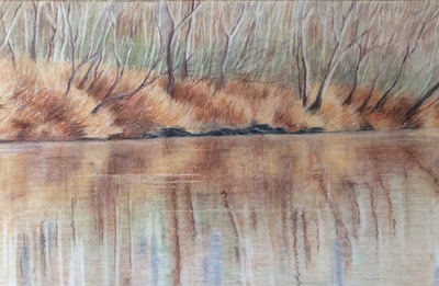Stunning Oil Painting, River During Autumn, 434-962-8463