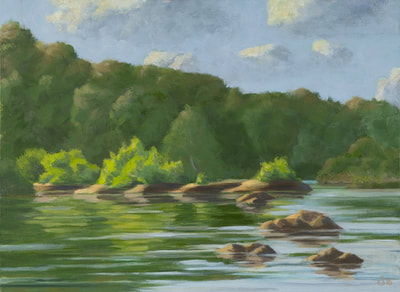 River Among Woods, Painting On Canvas, 434-962-8463